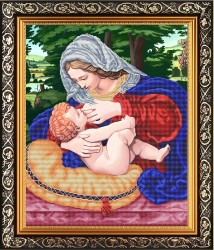 Рисунок на ткани бисером БЛАГОВЕСТ арт.К-2020 Мадонна с младенцем 42х55 см упак (1 шт)