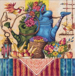 Набор для вышивания PANNA "Золотая серия" арт. N-1995 Натюрморт с лейками 25х25, см