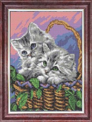 Рисунок на ткани КАРОЛИНКА арт. КБЖ-4036 Мамы и их зверята. Котята 25х18,5 см
