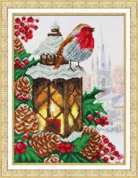 Набор для вышивания бисером ПАУТИНКА арт.Б-1495 Рождественский фонарик 28х38 см