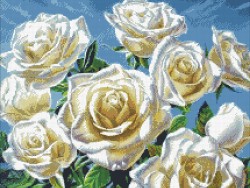 Набор "Паутинка" для изготовления картины со стразами арт.М243 Белые розы 50х40 см