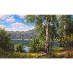 Картины мозаикой Molly арт.KM0262 Прищепа. Лесное озеро (31 цвет) 40х50 см
