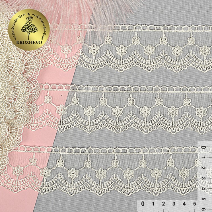 Кружево на сетке арт.TTR.1053A шир.45мм цв.кремовый уп.9,5м