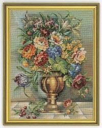 Набор для вышивания EVA ROSENSTAND арт.12-587 Цветы в бронзовой вазе 58х75 см