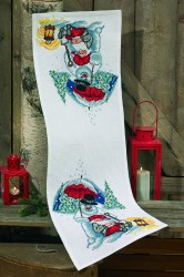 Набор для вышивания PERMIN арт.68-6292 Дорожка Снеговик с зонтиком 37х104 см