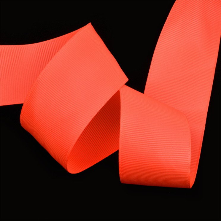 Лента Ideal репсовая в рубчик шир.50мм цв. 600 (051) флуор.оранжевый уп.27,42м