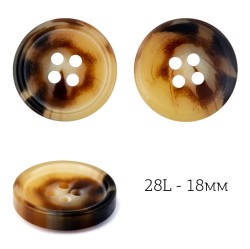 Пуговицы пластик TBY.J.1841 цв.02 коричневый 28L-18мм, 4 прокола, 36шт