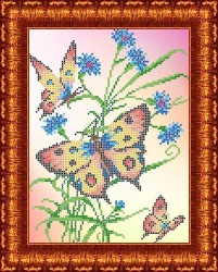 Рисунок на ткани КАРОЛИНКА арт. КББ-4005 Бабочки и васильки 18,5х24,5 см