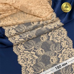 Кружево-стрейч KRUZHEVO арт.TBY.L838 шир.180мм цв.S180 бежевый уп.3м