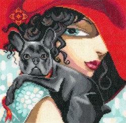 Набор для вышивания мулине НИТЕКС арт.А-0053 Дама с собачкой 26х26 см