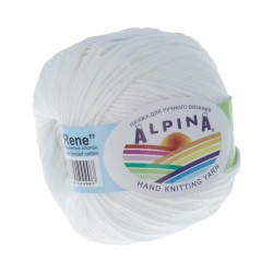 Пряжа ALPINA RENE (100% мерсеризованный хлопок) 10х50 г/105м цв.002 белый