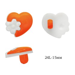 Пуговицы пластик Сердце TBY.P-3124 цв.13 оранжевый 24L-15мм, на ножке, 50 шт