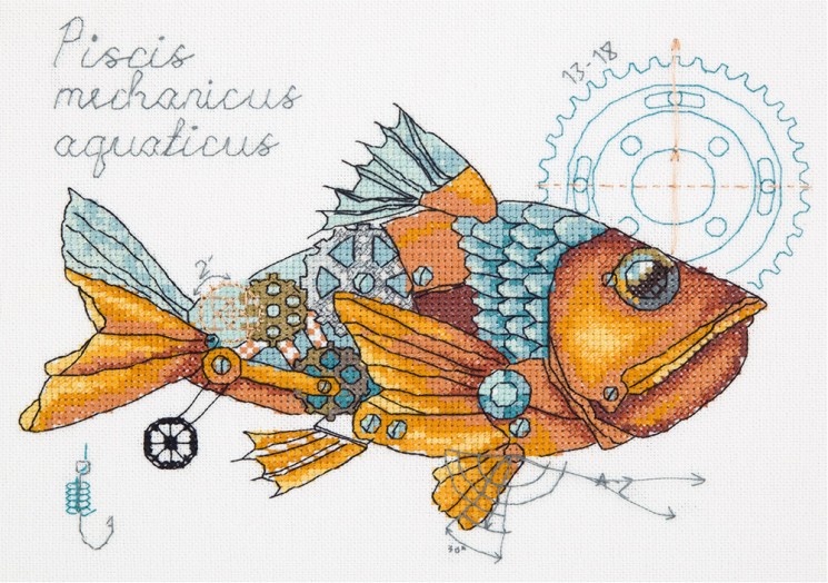 Набор для вышивания PANNA арт. M-1914 Рыба механическая 25х18 см
