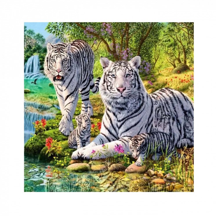Картины по номерам Molly арт.KH0692 Семейство белых тигров (19 цветов) 30х30 см
