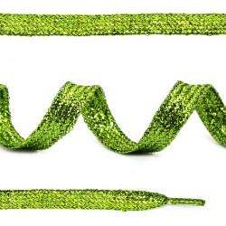 Шнурки плоские 10мм металлизированые дл.120см цв. салатовый МХ-333 (10 компл)