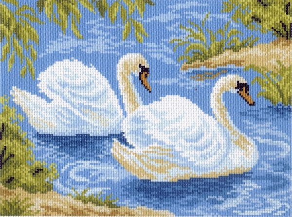 Набор для вышивания МАТРЕНИН ПОСАД арт.28х37 - 0559/H Тундровые лебеди