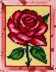 Набор для вышивания с пряжей BAMBINI арт.X2247 Роза 15х20 см