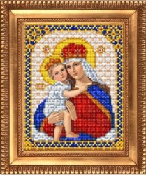 Рисунок на ткани бисером БЛАГОВЕСТ арт.И-5034 Дева Мария с младенцем Иисусом 13,5х17 см