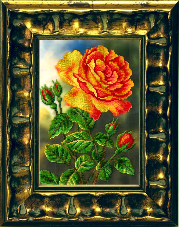 Набор для вышивания бисером ВЫШИВАЕМ БИСЕРОМ арт.В110 Цветущая роза 19х27 см