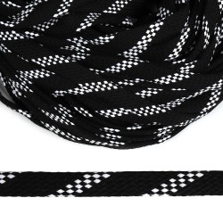 Шнур плоский х/б 15мм турецкое плетение TW цв.032/001 черно-белый уп.50м