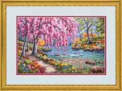 Набор для вышивания DIMENSIONS арт.DMS-70-35374 Цветение вишни над ручьем 38х25 см
