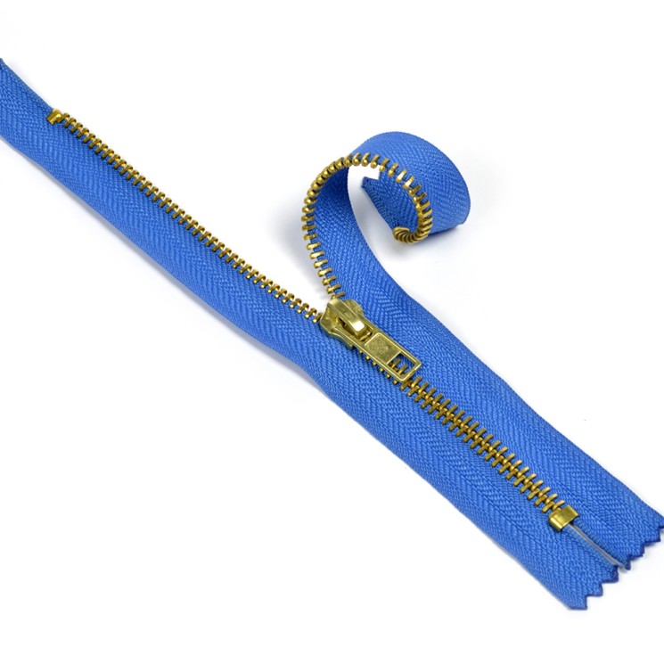 Молния MaxZipper джинсовая золото №5, 18см н/р цв.F213 васильковый уп.50шт