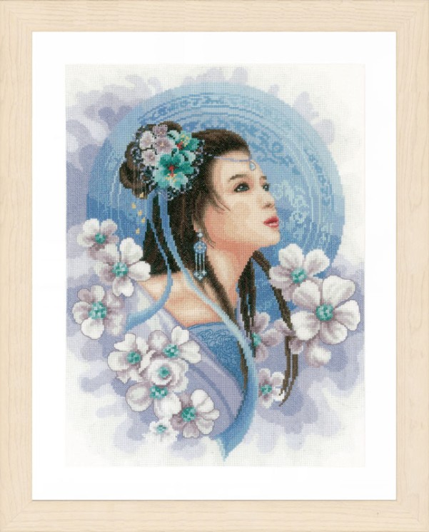 Набор для вышивания LANARTE арт.PN-0169168 Восточная девушка в голубом 41х30 см