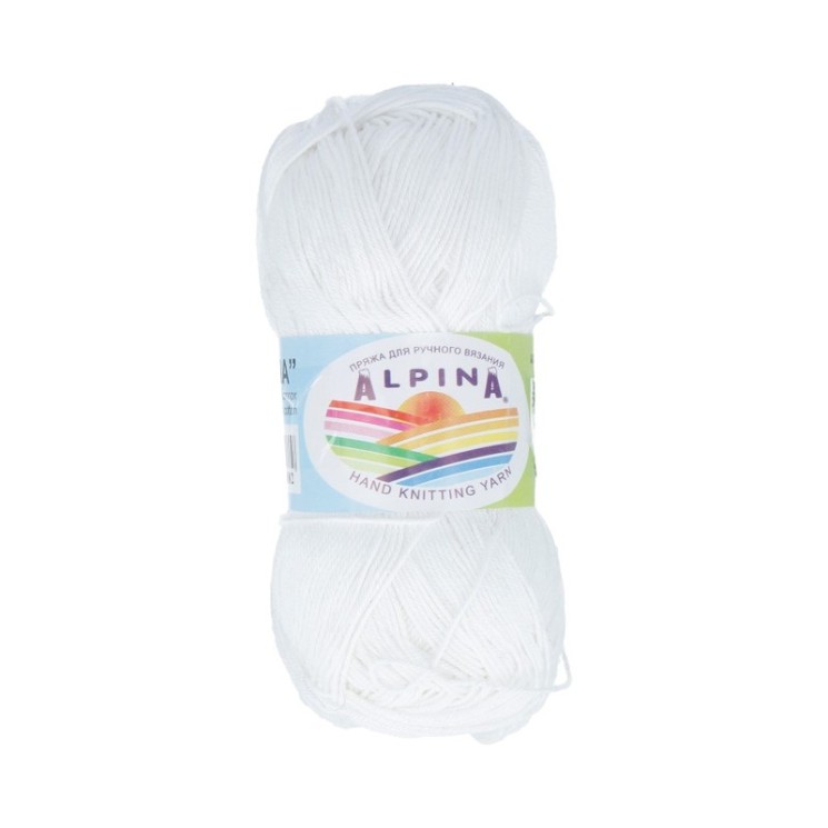 Пряжа ALPINA XENIA (100% мерсеризованный хлопок) 10х50г/240м цв.001 белый