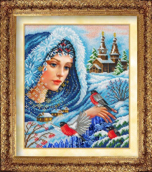 Набор для вышивания бисером РУССКАЯ ИСКУСНИЦА арт.1026 Волшебница зима 26х31 см