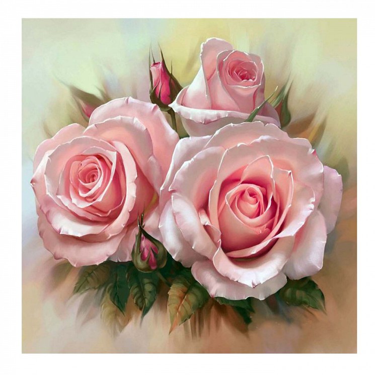 Картины по номерам Molly арт.KH0695 Розовое трио (20 цветов) 30х30 см