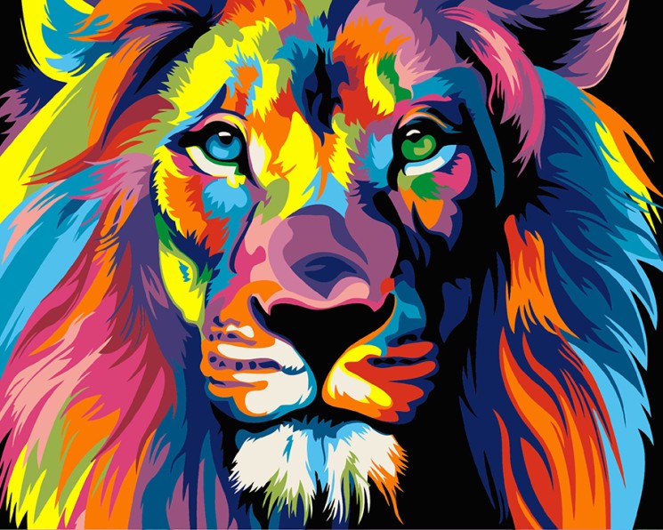 Картины по номерам Русская Живопись ФТ.H014 Лев (стиль pop art) 40х50 см упак