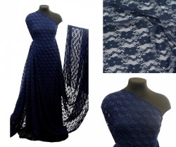 Кружевная ткань стрейч арт.TBY.M903 шир.150см 100 г/м цв.318 нейви уп.1м
