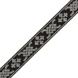 Лента отделочная жаккардовая (галун православный) арт.0099 шир.20мм уп.10 м цв.черный/серебро