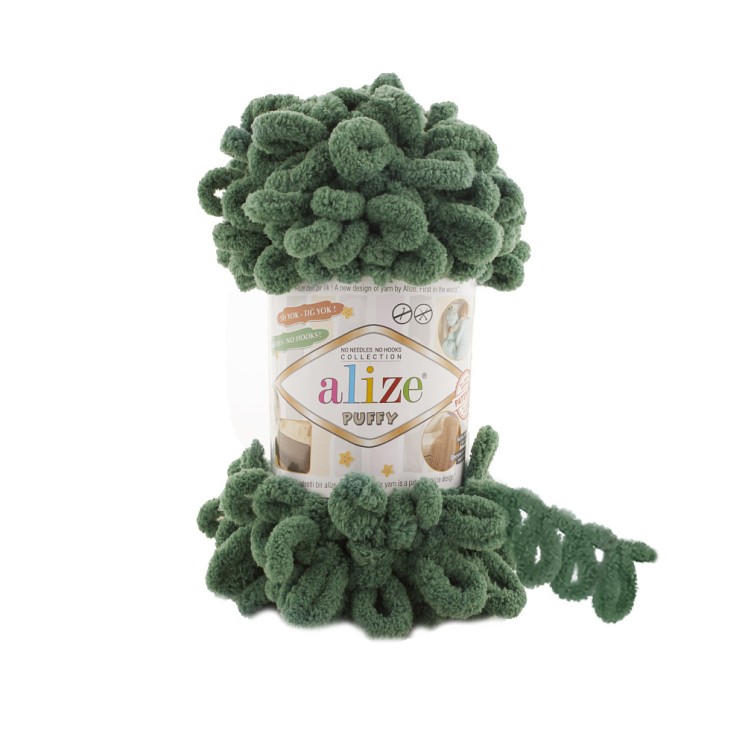 Пряжа для вязания Ализе Puffy (100% микрополиэстер) 5х100г/9.5м цв.532 зеленая трава