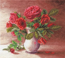 Набор для вышивания PANNA арт. C-1153 Красные розы в белом кувшине 31х30 см