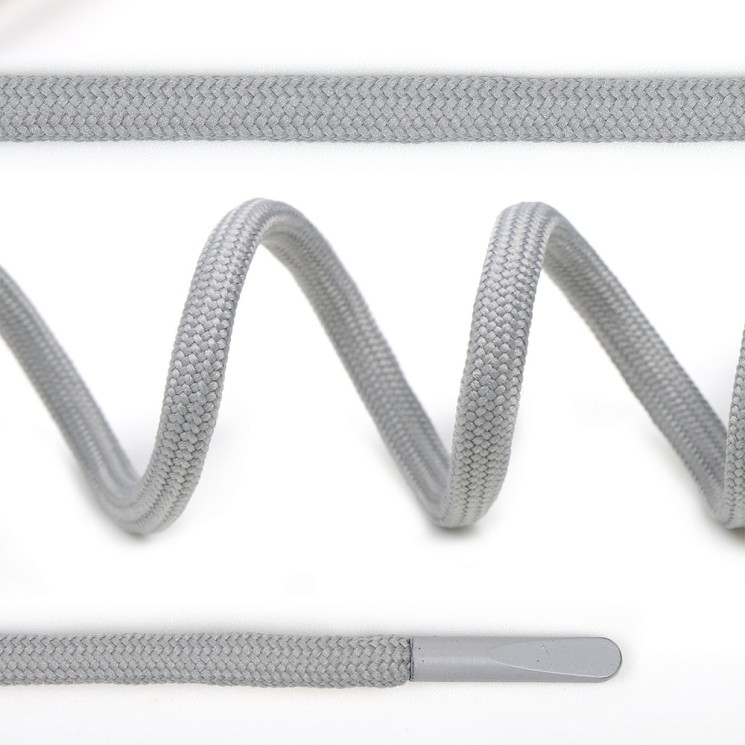 Шнурки круглые полиэфир 4 мм цв. св.серый S204 арт.TBY 7290-0036, длина 130 см, упак. 50 шт