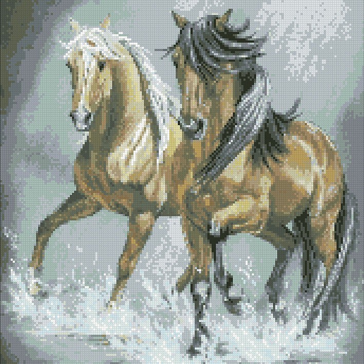 Набор "Паутинка" для изготовления картины со стразами арт.М344 Пара лошадей 40х45 см
