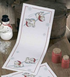 Набор для вышивания PERMIN арт.63-5642 Дорожка Белые медведи 24х62 см