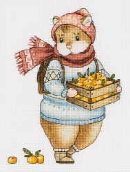 Набор для вышивания PANNA арт. J-7137 Хомяк с мандаринами 14х18 см