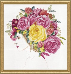 Набор для вышивания DESIGN WORKS арт.3411 Цветы в ее волосах 40,5х40,5 см
