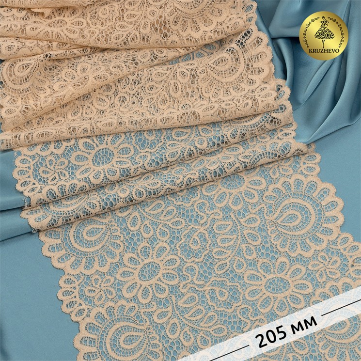 Кружево-стрейч KRUZHEVO арт.TBY.YSTL00839 шир.205мм цв.126 бежевый уп.25м