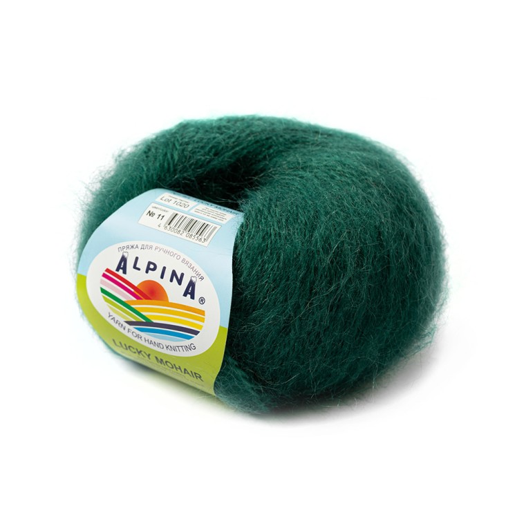 Пряжа ALPINA LUCKY MOHAIR (60% кид мохер, 40% акрил) 10х50г/150м цв.11 изумрудный