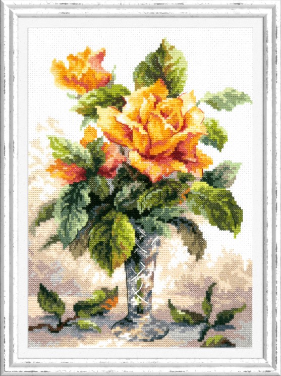 Набор для вышивания ЧУДЕСНАЯ ИГЛА арт.40-79 Желтые розы 20х27 см