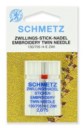 Иглы для вышивки двойные Schmetz 130/705H-E ZWI № 75/2.0, уп.1 игла