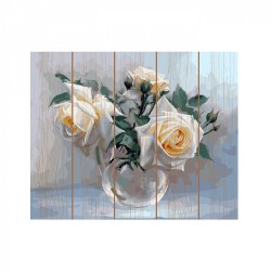 Картины по номерам на дереве Molly арт.KD0107 Бузин. Белые розы (28 Цветов) 40х50 см