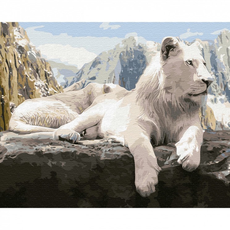 Картины по номерам на дереве Molly арт.KD0660 Белый лев (27 цветов) 40х50 см
