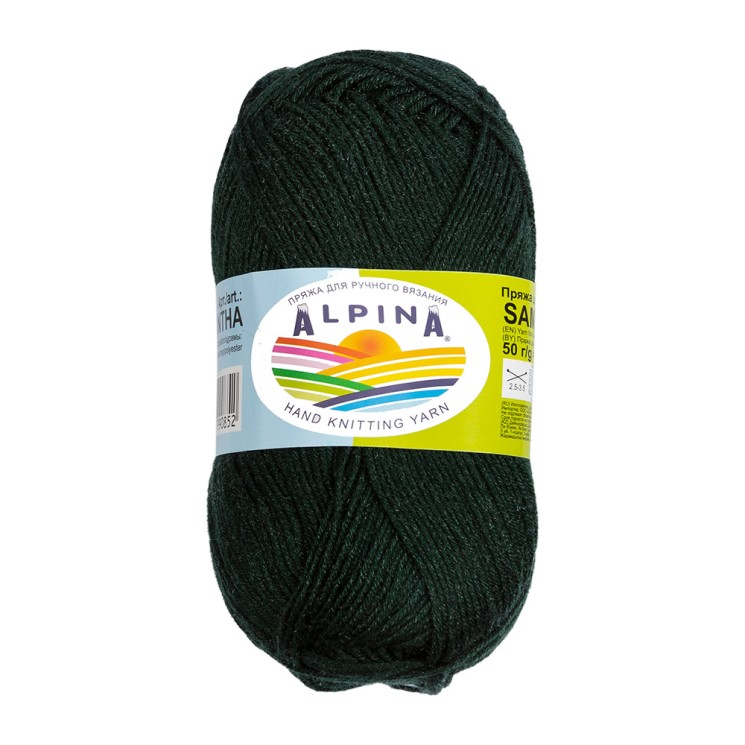 Пряжа ALPINA SAMANTHA (75% вискоза, 25% полиэстер) 10х50г/160м цв.06 т.изумрудный