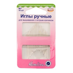 Иглы ручные для вышивания с острым кончиком №7 уп.16шт