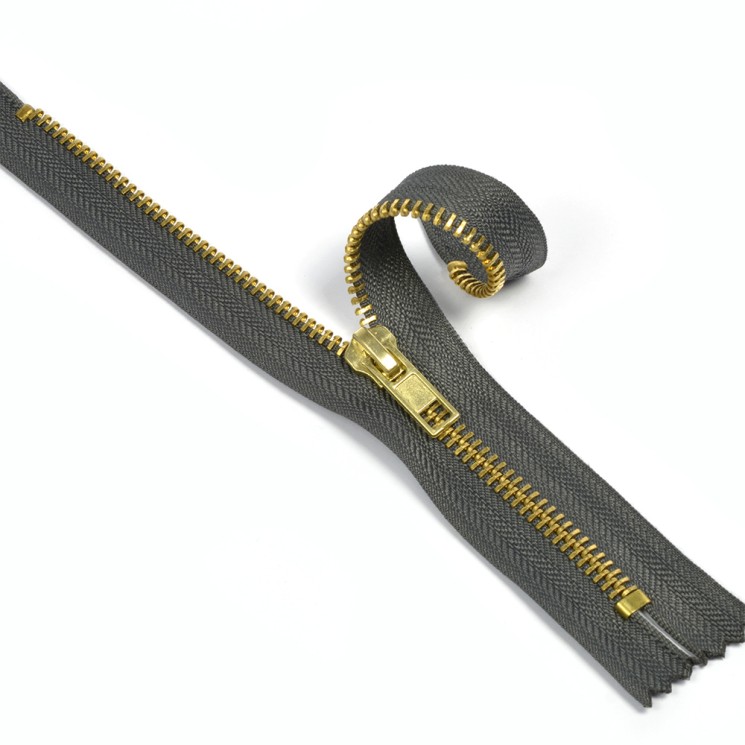 Молния MaxZipper джинсовая золото №5, 18см н/р цв.F312 т.серый уп.50шт