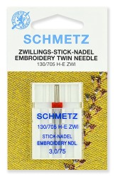 Иглы для вышивки двойные Schmetz 130/705H-E ZWI № 75/3.0, уп.1 игла